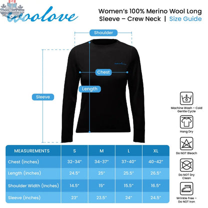 Women's Merino Wool Long Sleeve Crew Neck — Midweight - Shopthatapp.ca