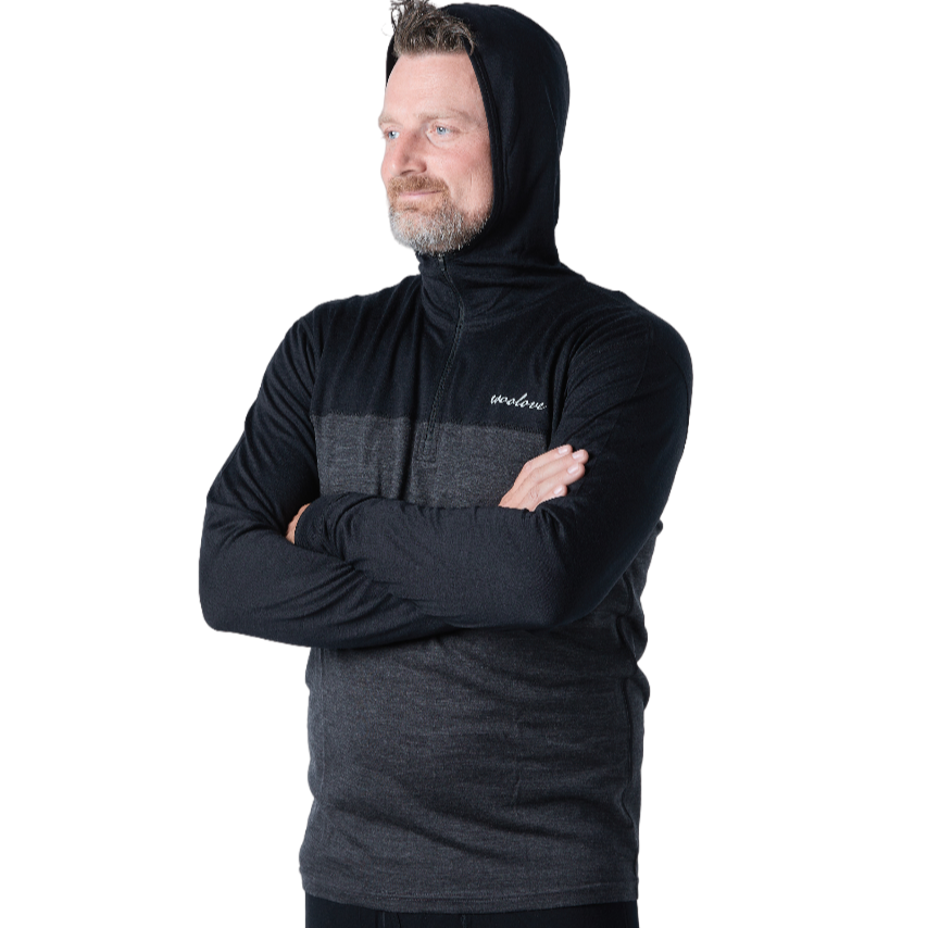 Men's Merino Wool 1/4 Zip Hoodie — Midweight