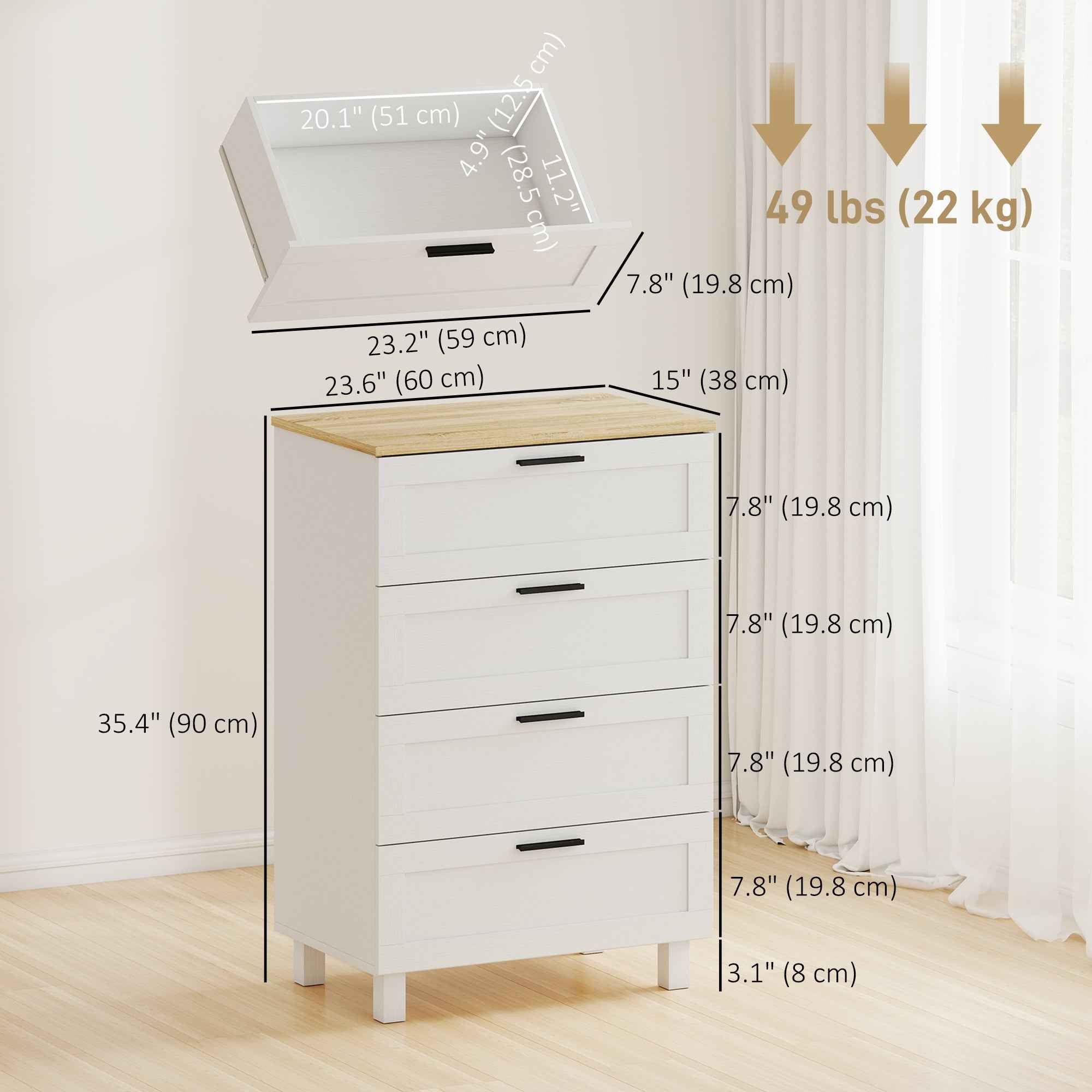 Taylor Chest with 4 Drawers for Bedroom-White