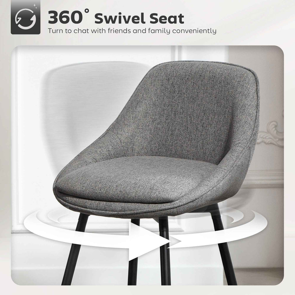Reece 26" Counter Height Stools with Swivel and Backrest-Set of 2-Dark Grey