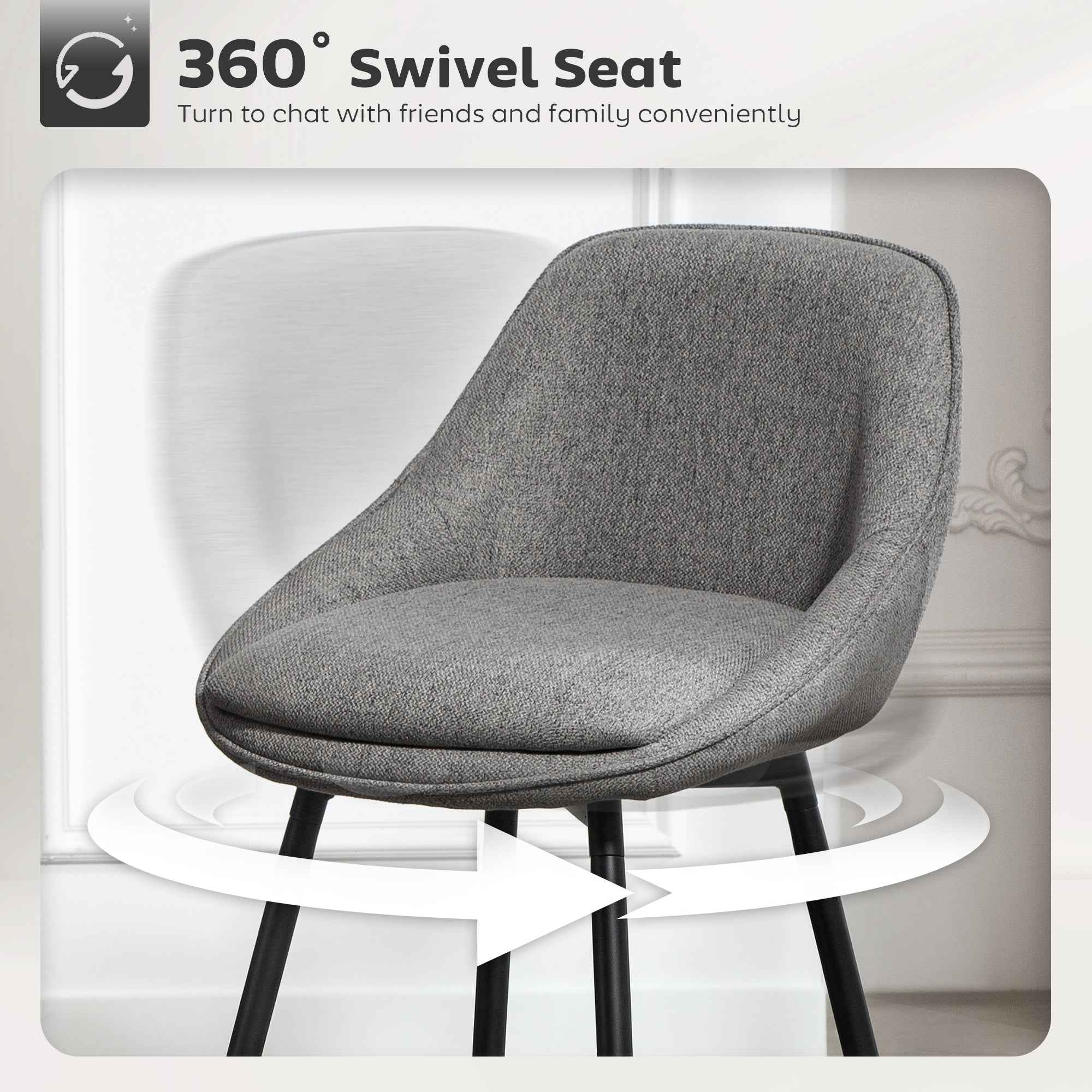 Reece 26" Counter Height Stools with Swivel and Backrest-Set of 2-Dark Grey