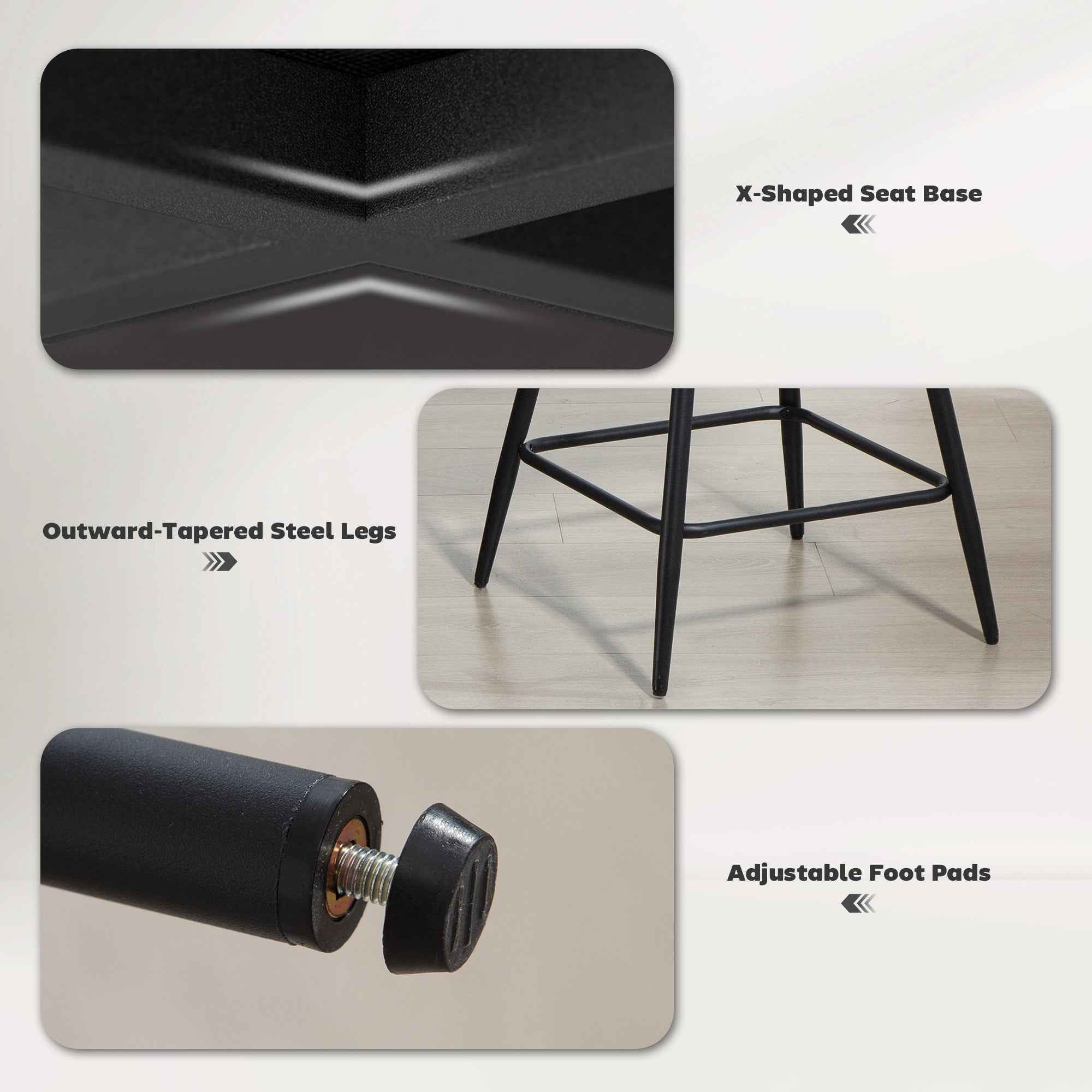 Reece 26" Counter Height Stools with Swivel and Backrest-Set of 2-Dark Grey