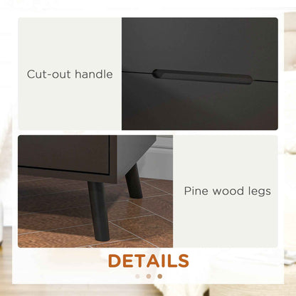 Willow Modern Nightstand/End Table with 2 Drawers-Black