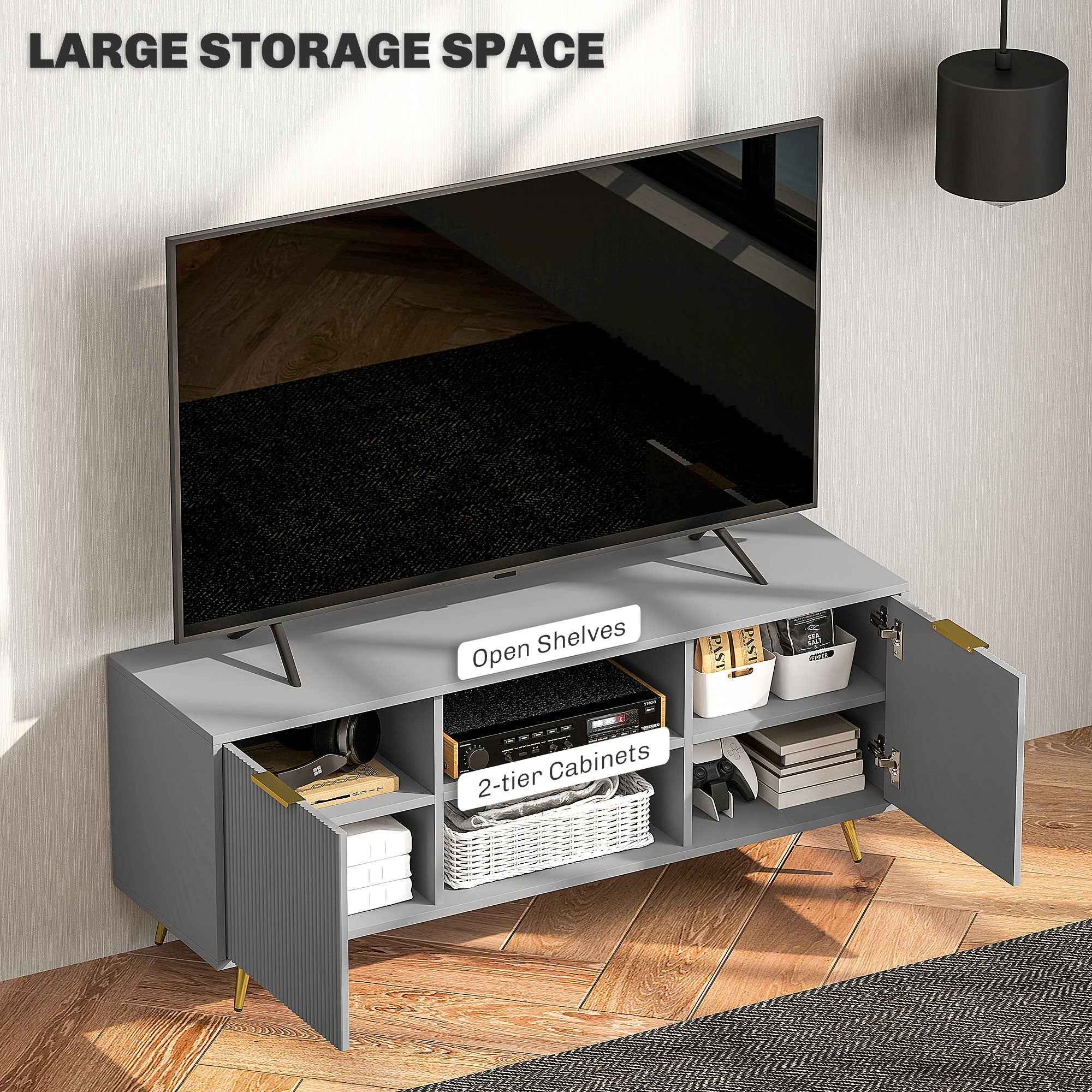 Collins Modern TV Stand for up to 55 Inch TVs-Grey