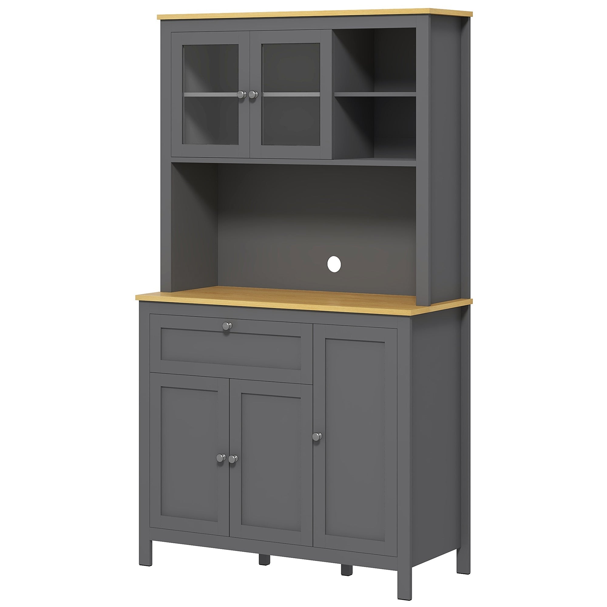 Brooks 71" 5-Door Kitchen/Storage Cabinet with Adjustable Shelves-Grey - Shopthatapp.ca