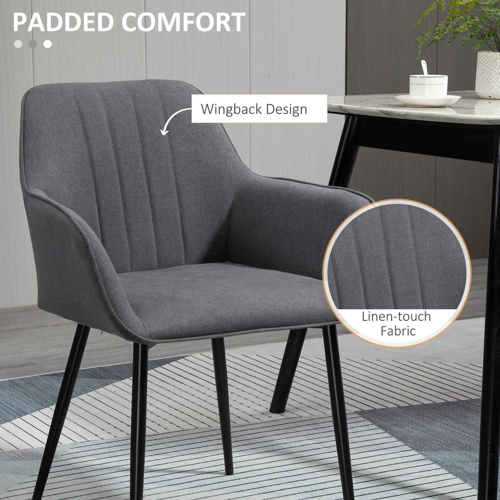 Robbie Dining Chairs Set of 2 with Armrest-Dark Grey
