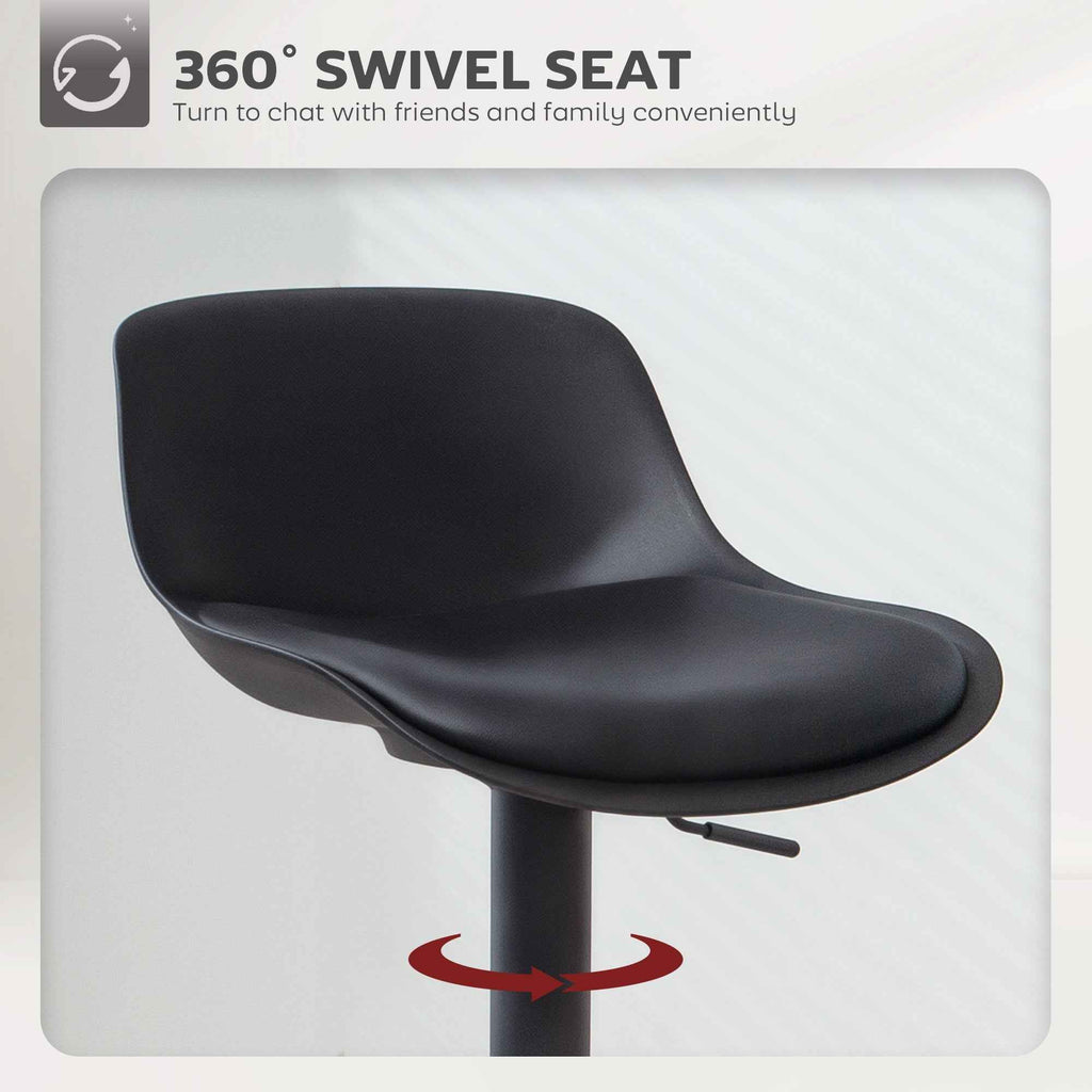 Zee Counter Height/Bar Stools Set of 2 with Adjustable Height and Swivel Seat-Black
