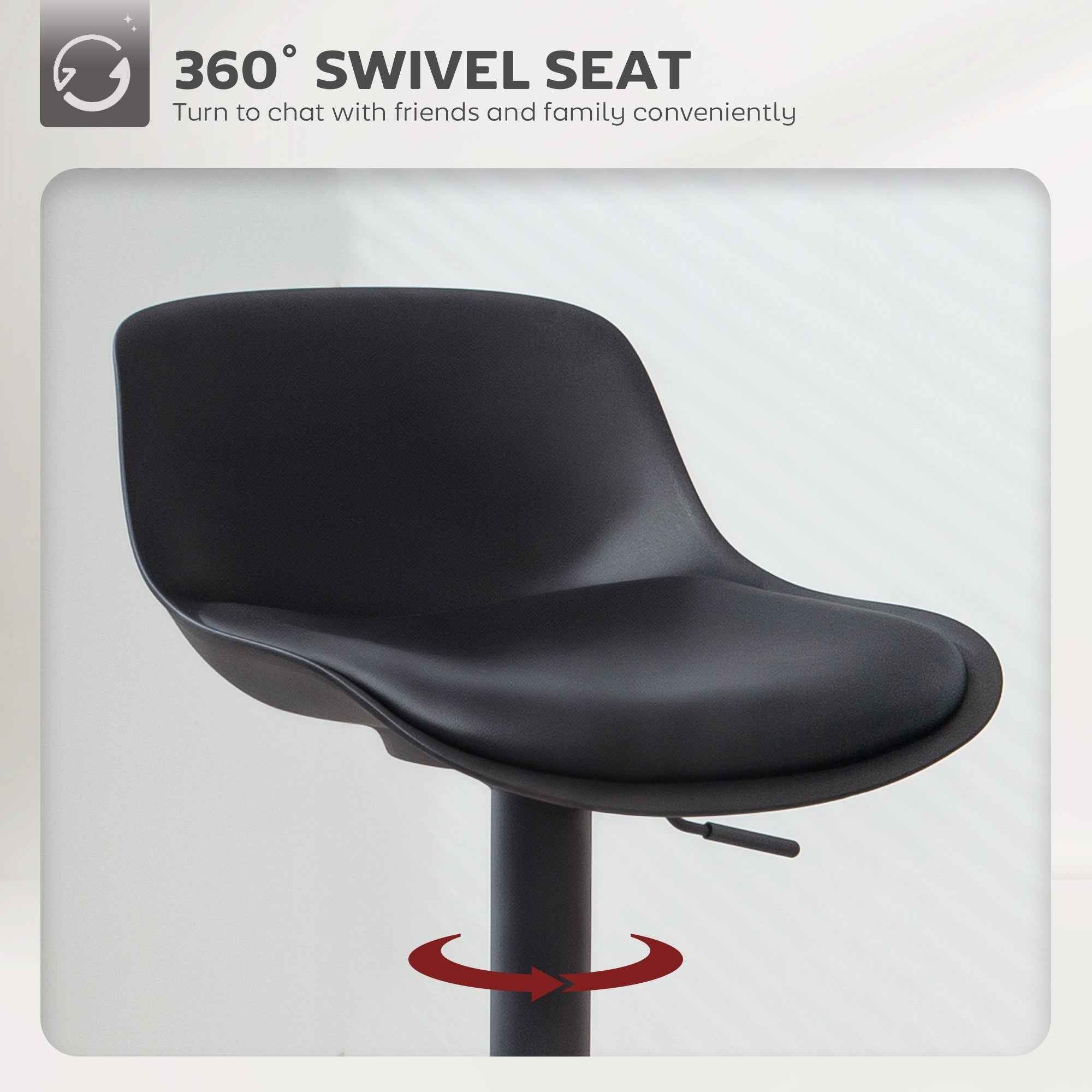 Zee Counter Height/Bar Stools Set of 2 with Adjustable Height and Swivel Seat-Black