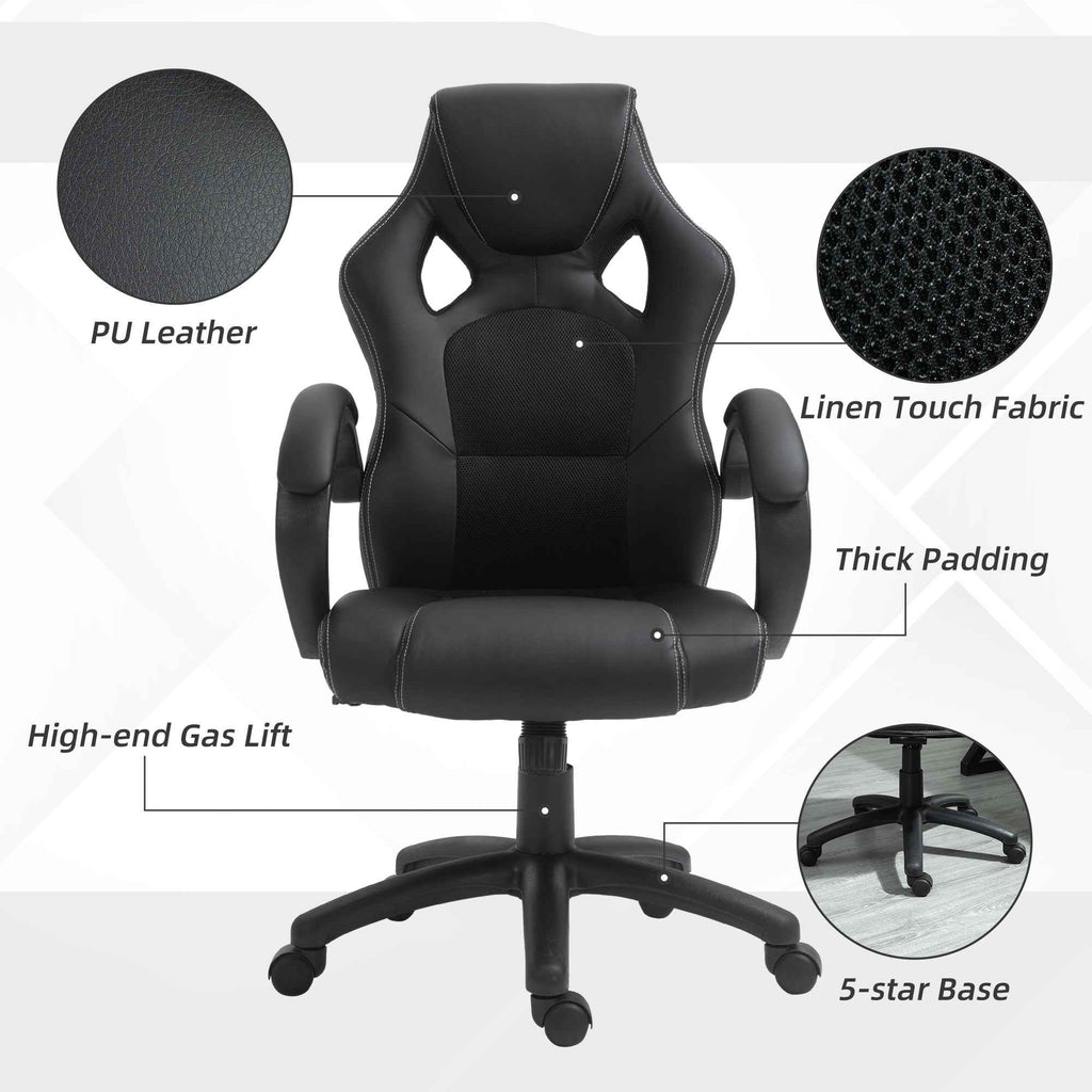 Erling Gaming-Office Chair with Swivel and Tilt Functions-Black