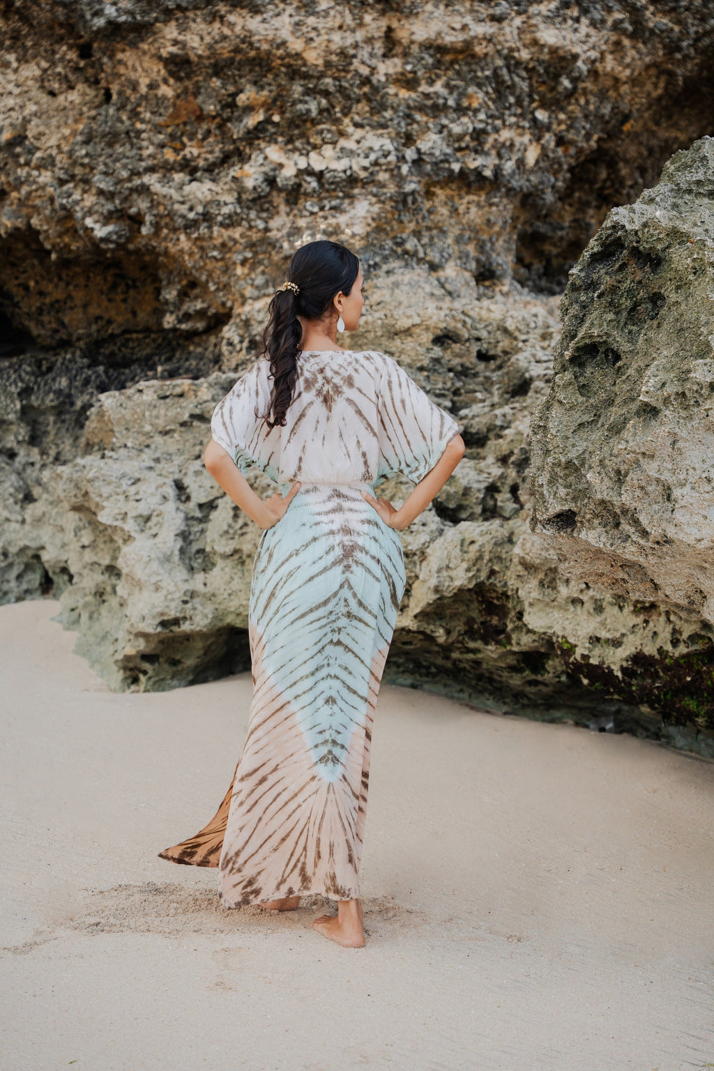 Tie Dye Maxi Dress in Lapis Ombre - Mint & Brown - Shopthatapp.ca