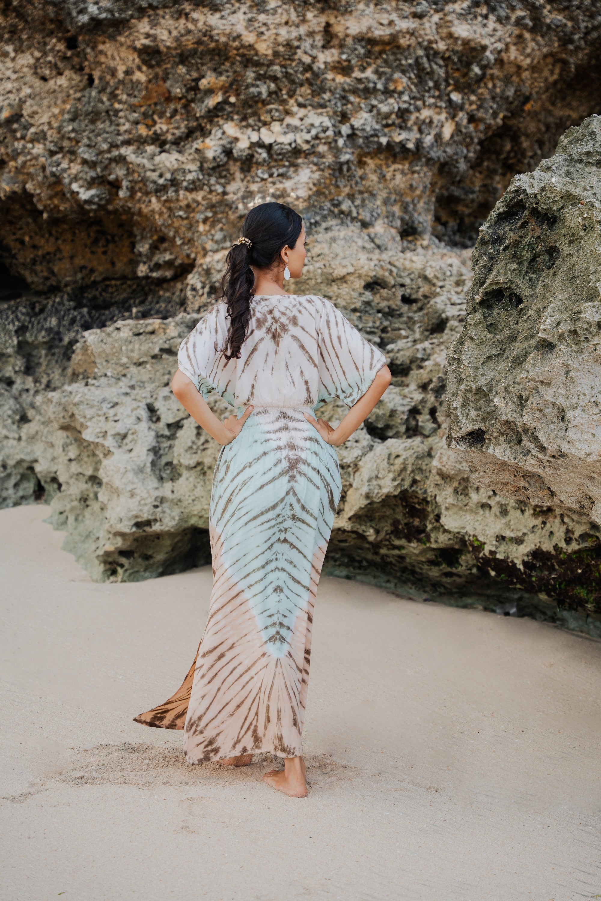 Tie Dye Maxi Dress in Lapis Ombre - Mint & Brown - Shopthatapp.ca
