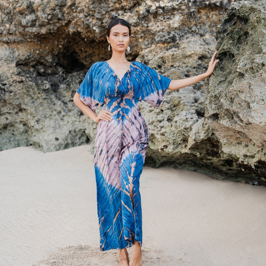 Tie Dye Maxi Dress in Lapis Ombre - Blue & Pink - Shopthatapp.ca