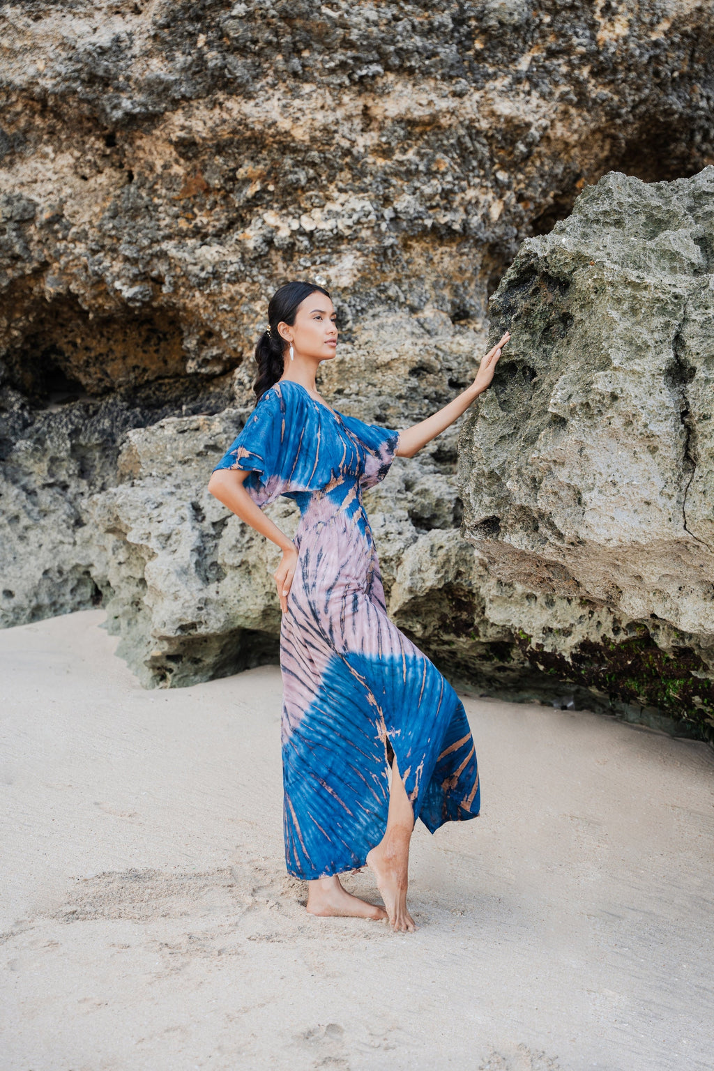 Tie Dye Maxi Dress in Lapis Ombre - Blue & Pink - Shopthatapp.ca