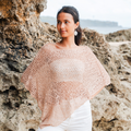 Short Popcorn Knit Poncho Taupe - Cozy and Stylish Layering Piece - Shopthatapp.ca