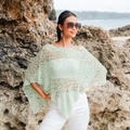 Short Popcorn Knit Poncho - Pistachio - Shopthatapp.ca