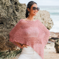 Short Popcorn Knit Poncho - Dusty Pink - Shopthatapp.ca