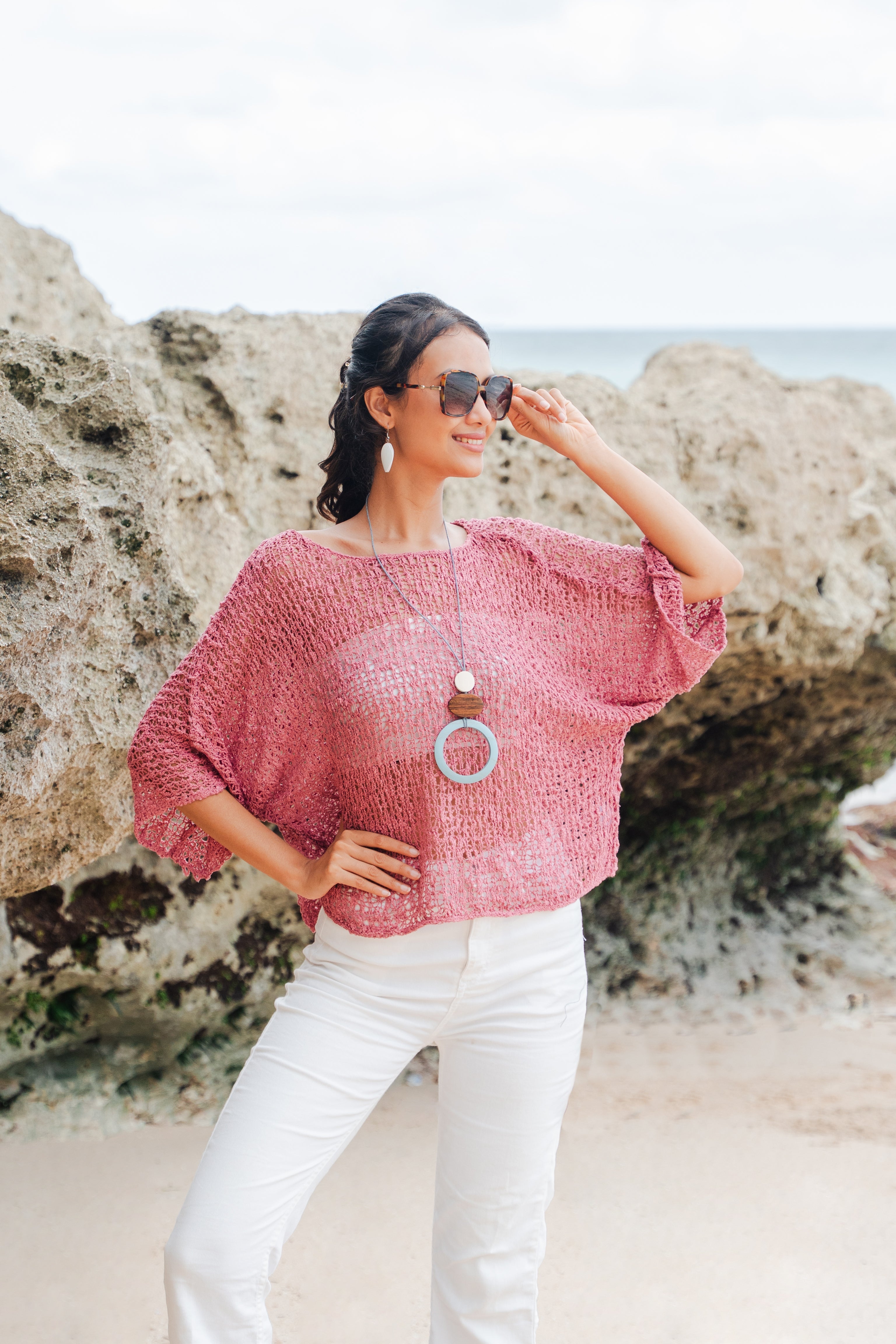 Dusty Pink Short Sleeved Top for Effortless Style - Shopthatapp.ca