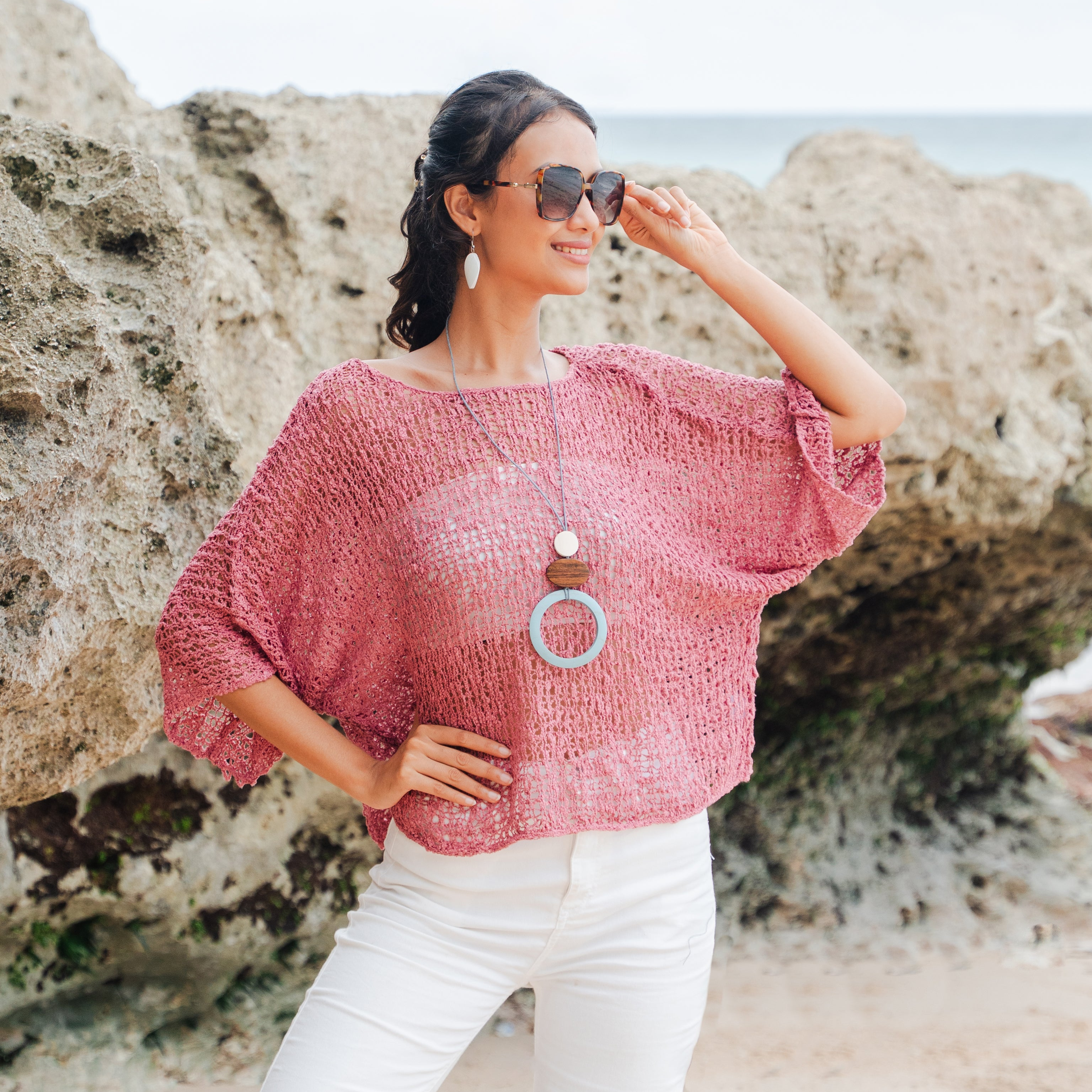 Dusty Pink Short Sleeved Top for Effortless Style - Shopthatapp.ca