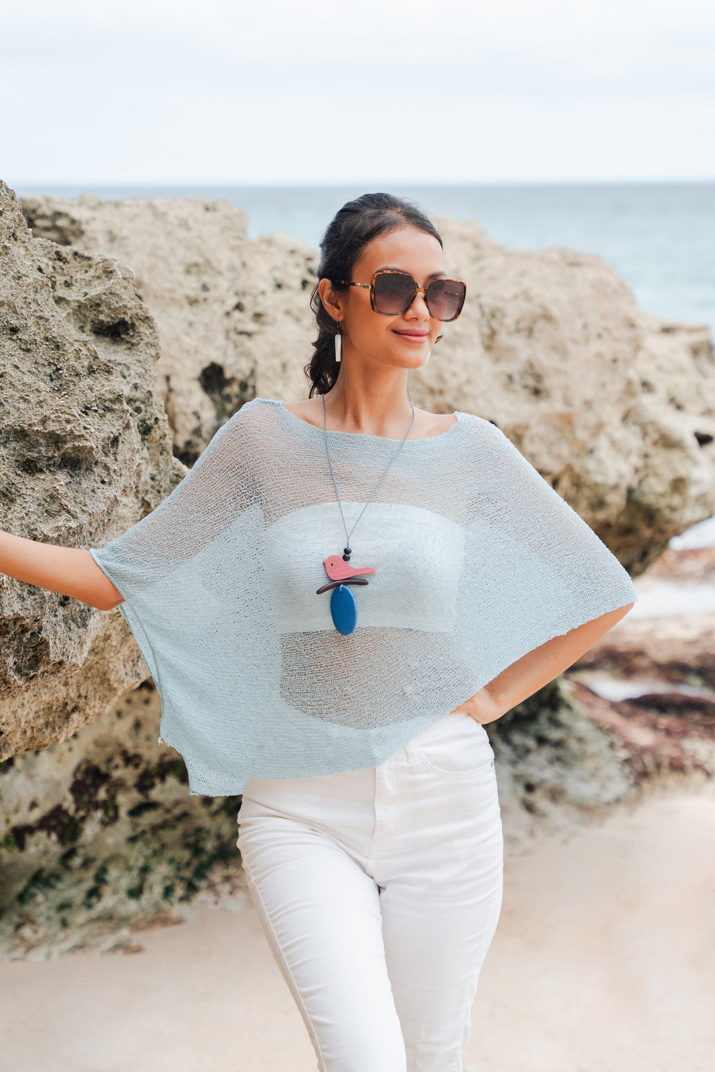 Sheer Mesh Poncho Mint - Stylish and Versatile Cover-Up for Any Occasion - Shopthatapp.ca