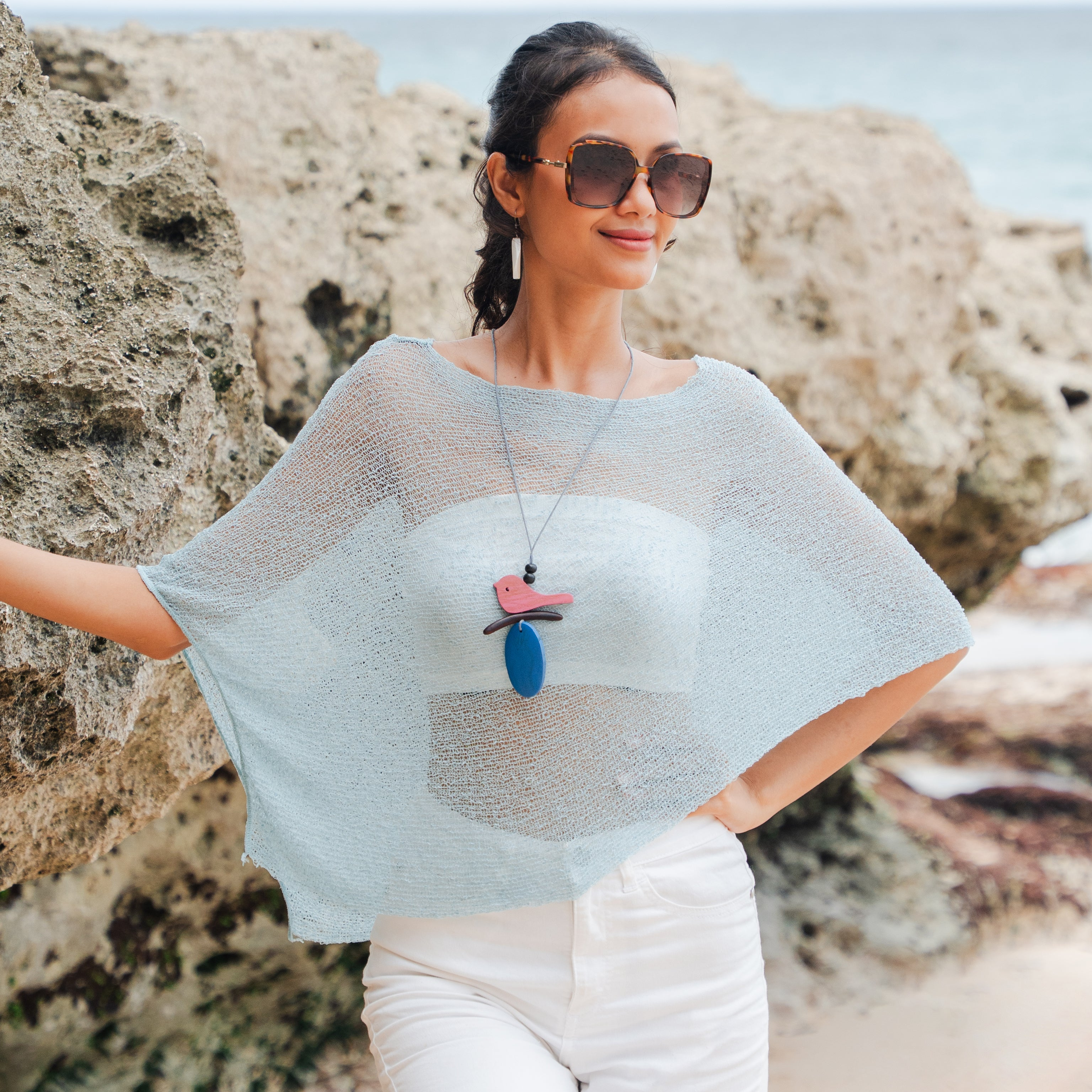 Sheer Mesh Poncho Mint - Stylish and Versatile Cover-Up for Any Occasion - Shopthatapp.ca