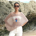 Sheer Mesh Poncho Taupe - Elegant Layering for Every Occasion - Shopthatapp.ca