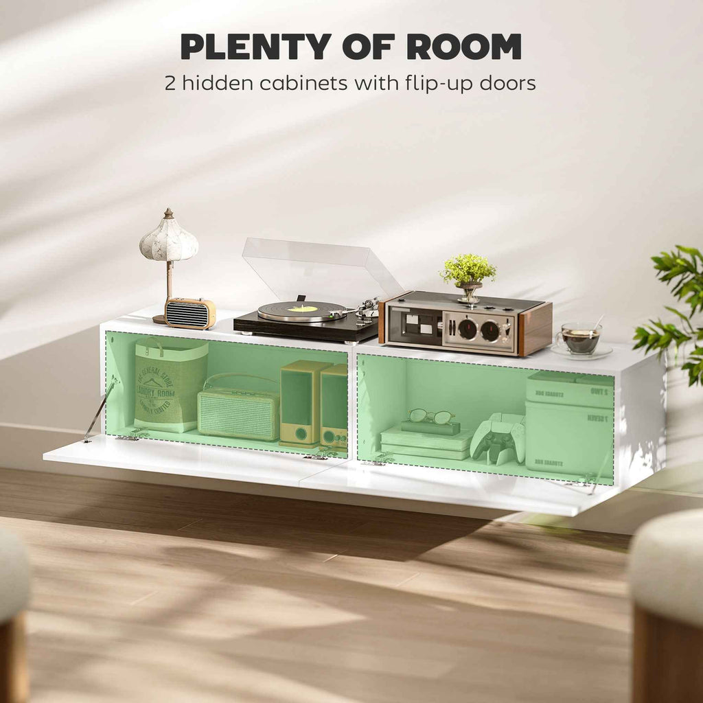 Hunter Floating TV Stand with Storage Cupboards for TVs up to 65 Inches-White