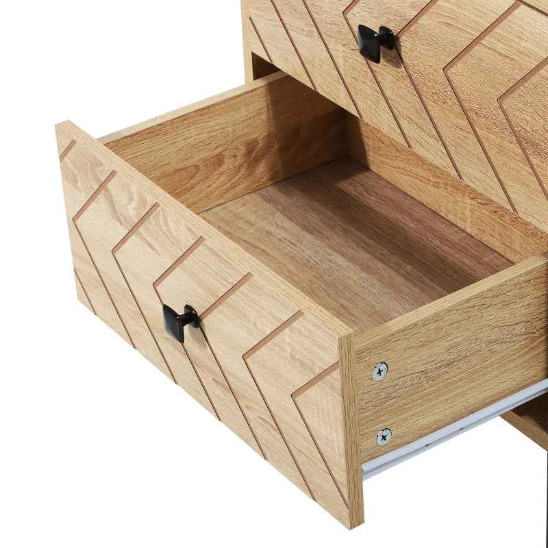 Gabi Modern Nightstand with Drawers and Metal Legs-Natural