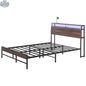 SLOTH Nation Logan queen size bed frame with integrated LED lights, featuring a modern design and sturdy wooden construction.