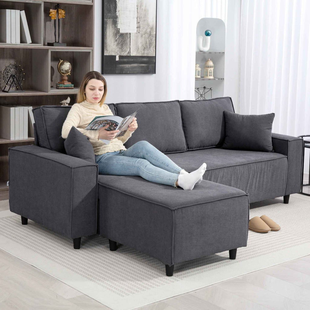 Ronny Reversible Sectional with Changeable Chaise-Cream White
