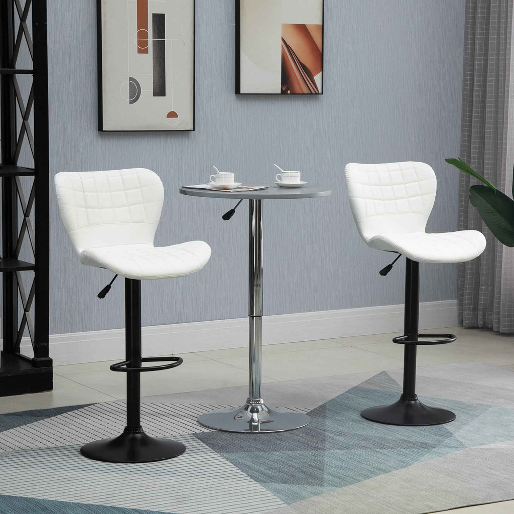 Avion Counter/Barstools with Adjustable Height and Swivel-Set of 2-White