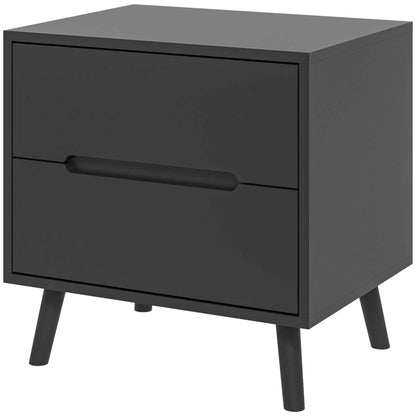 Willow Modern Nightstand/End Table with 2 Drawers-Black