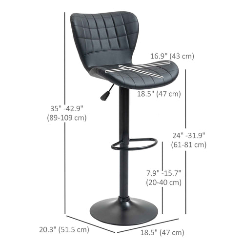 Avion Counter/Barstools with Adjustable Height and Swivel-Set of 2-Black