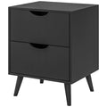 Jesse Nightstand with 2 Drawers and Pine Wood Legs-Black