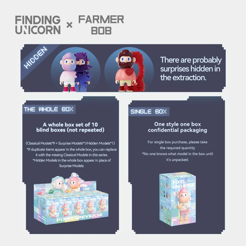 Farmer Bob Next Generation Pixel Universe Blind Box Series by Finding Unicorn - Www.Shopthatapp.ca