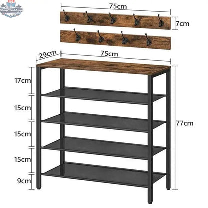 EX-STOCK Canada 4-tier shoe rack for entryway, showcasing a sturdy metal design with multiple shelves for organized shoe storage.
