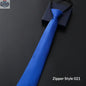 Mens Business Formal Zipper Tie With Blue Stripes - Shopthatapp.ca