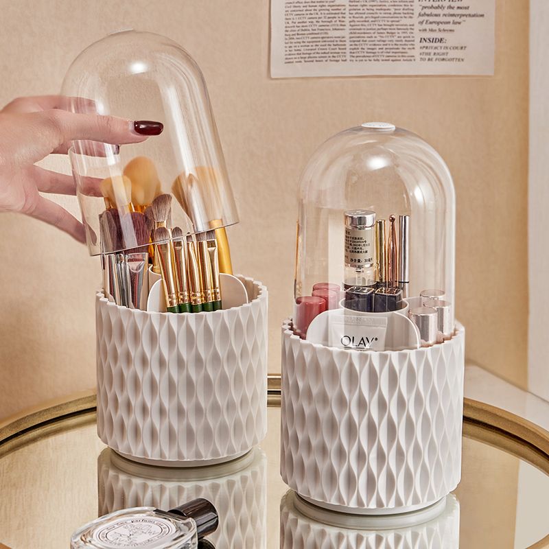 360 Rotating Makeup Brush Organizer with Large Capacity and Transparent Design - Shopthatapp.ca
