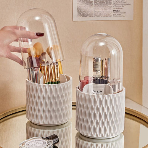 360 Rotating Makeup Brush Organizer with Large Capacity and Transparent Design - Shopthatapp.ca