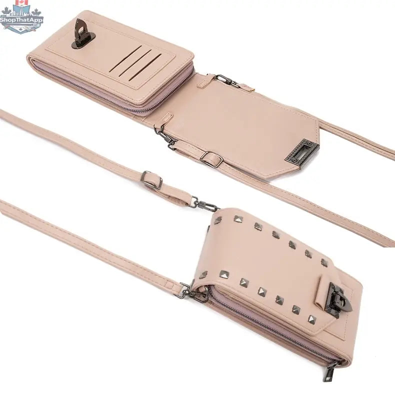 Rivet Design Shoulder Bags Mobile Phone Handbag Solid Color Crossbody Bags Women - Shopthatapp.ca