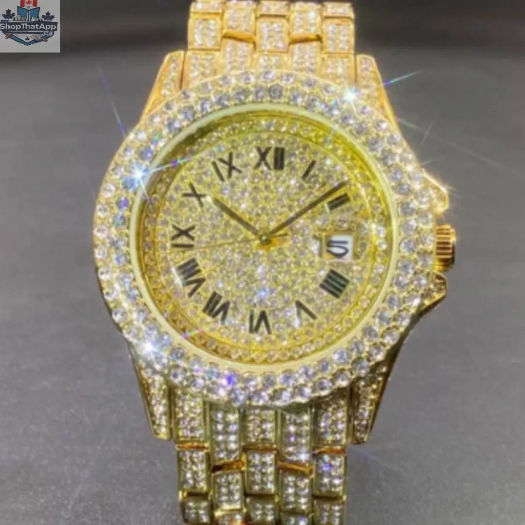 Men's Quartz Watch Full Diamond High End - Shopthatapp.ca