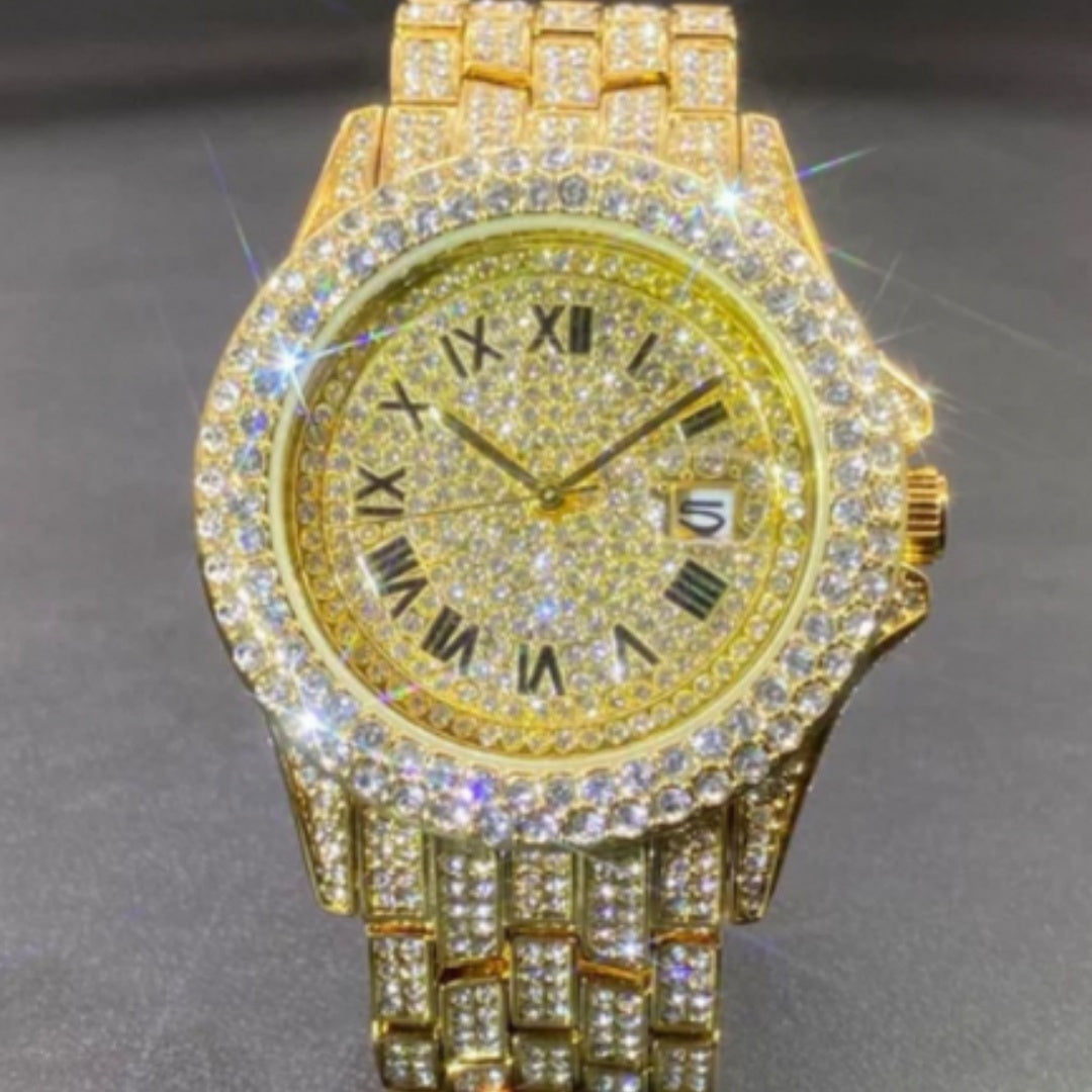 Men's Quartz Watch Full Diamond High End