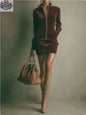 Women's Deerskin Velvet Zipper Dress - Long Sleeve Mini Dress - Shopthatapp.ca