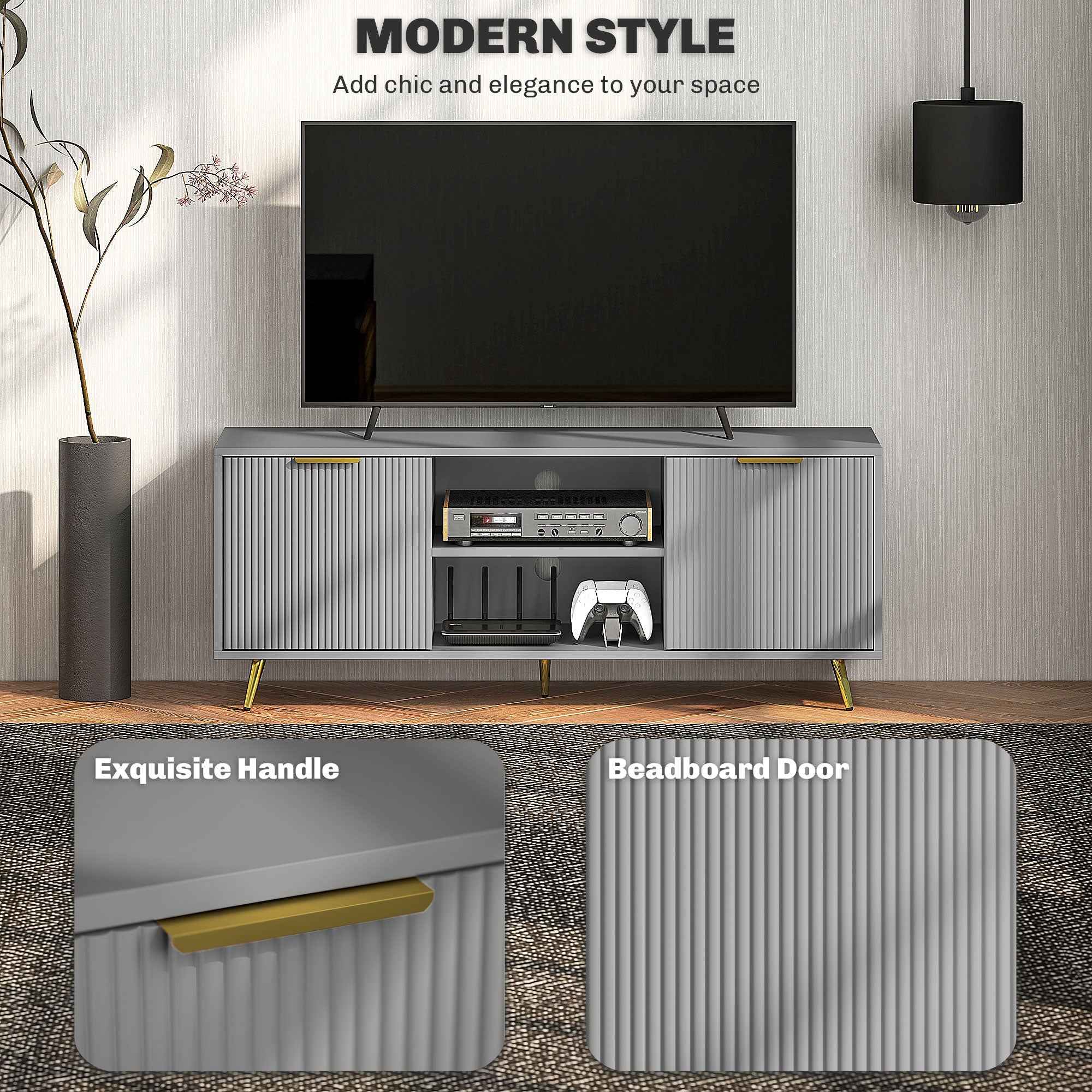 Collins Modern TV Stand for up to 55 Inch TVs-Grey