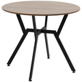 Ainsley 35" Round Dining Table with Steel Frame-Brown