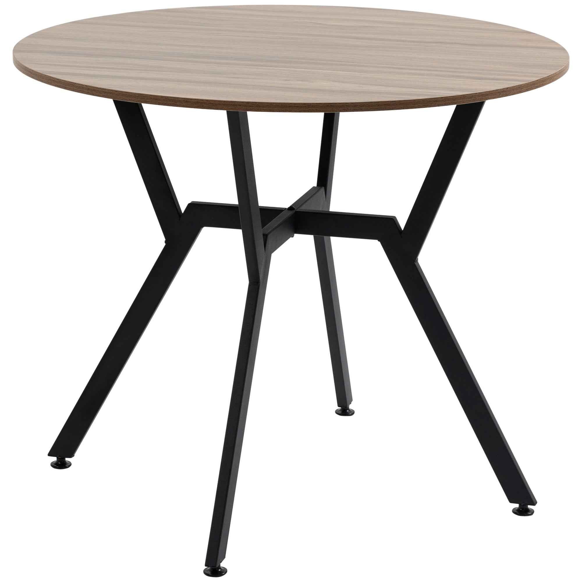 Ainsley 35" Round Dining Table with Steel Frame-Brown