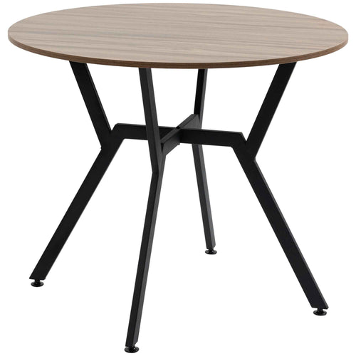 Ainsley 35" Round Dining Table with Steel Frame-Brown