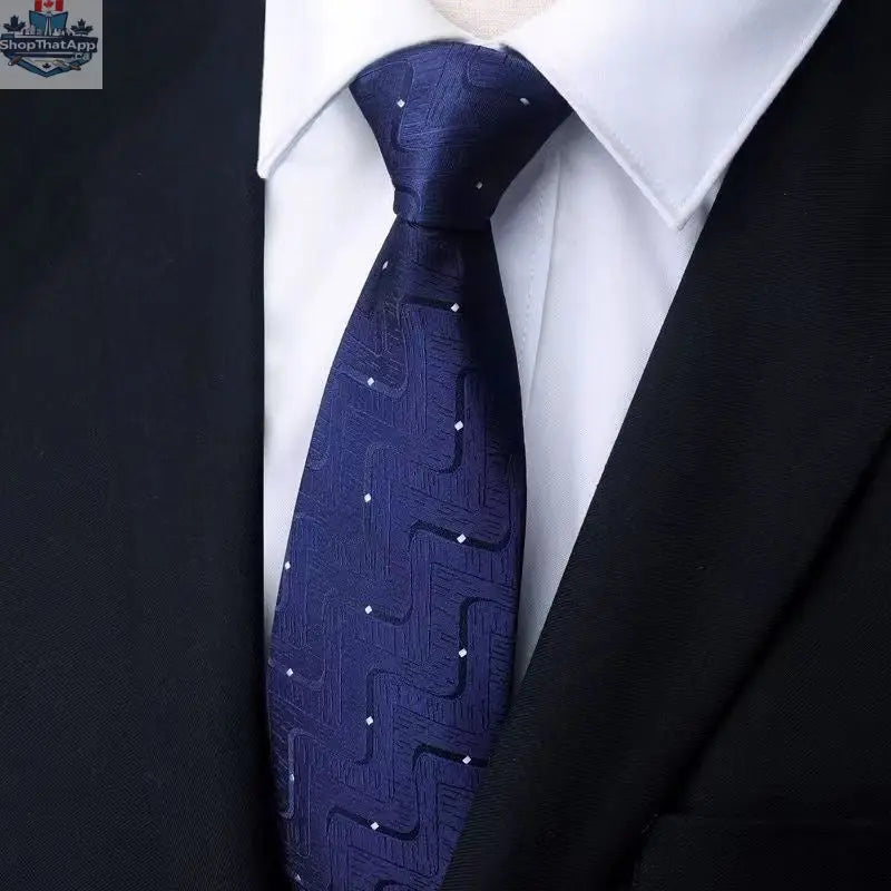 Mens Business Formal Zipper Tie With Blue Stripes - Shopthatapp.ca