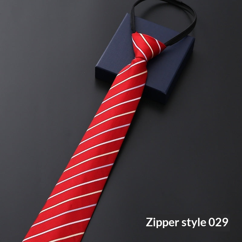 Mens Business Formal Zipper Tie With Blue Stripes