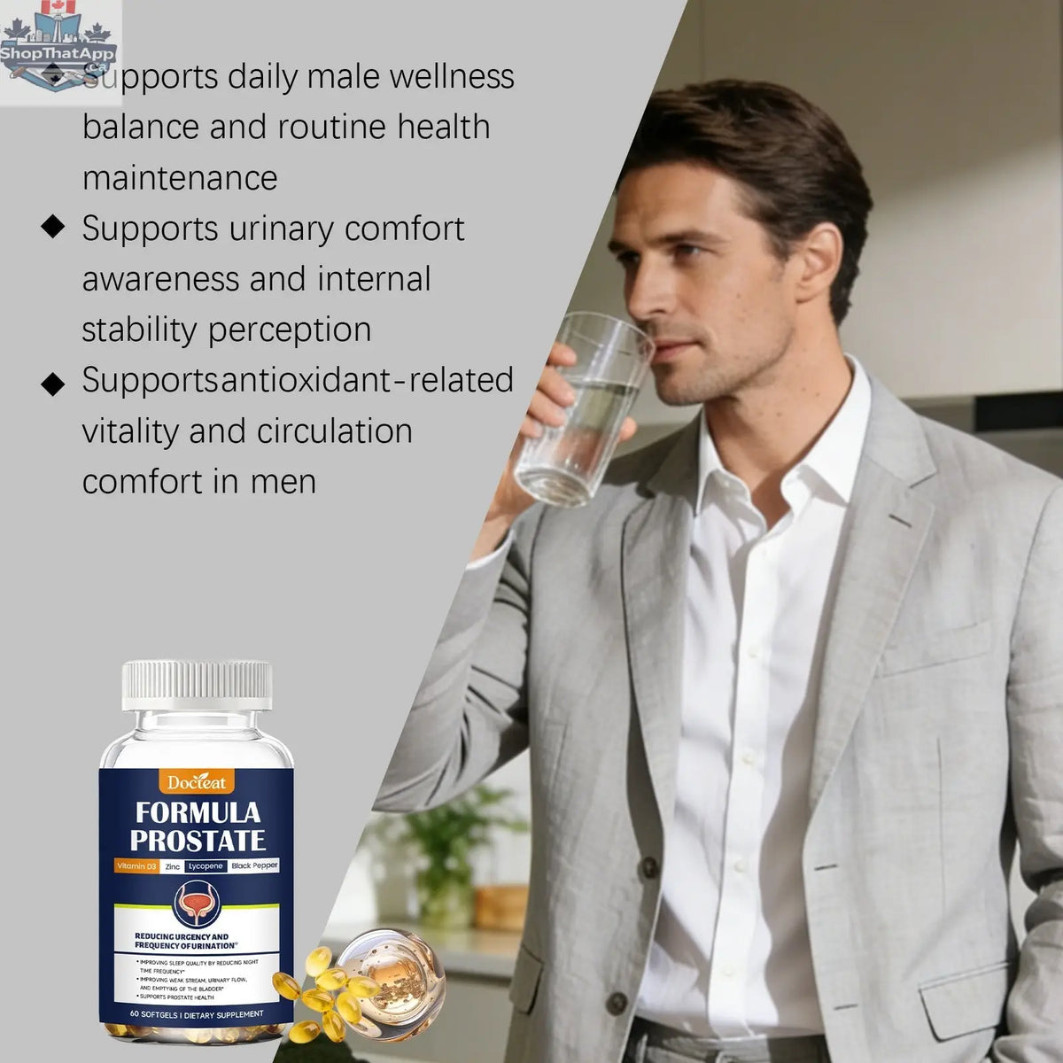 Prostate Health Support Softgels - Shopthatapp.ca