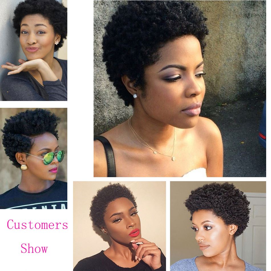 Afro Curly Pixie Cut Wig - Short Curly Human Hair Wigs for Black Women - Shopthatapp.ca
